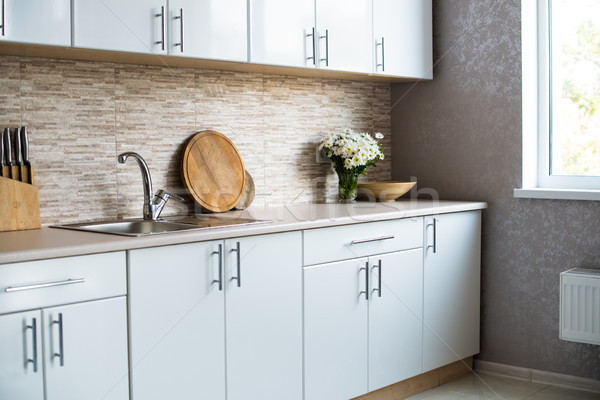 interior of new bright white home kitchen Stock photo © manera