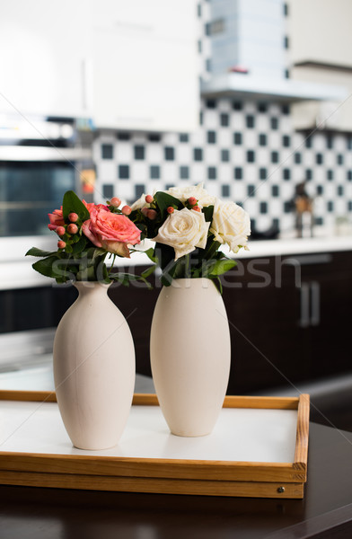 домой простой ваза цветы таблице Сток-фото © manera