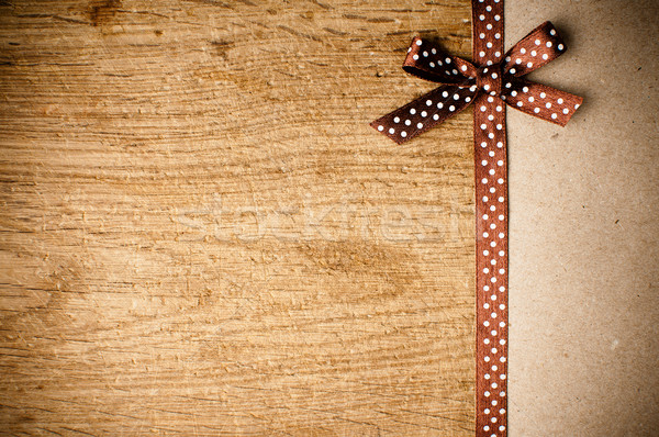 background with brown ribbon and kraft paper Stock photo © manera