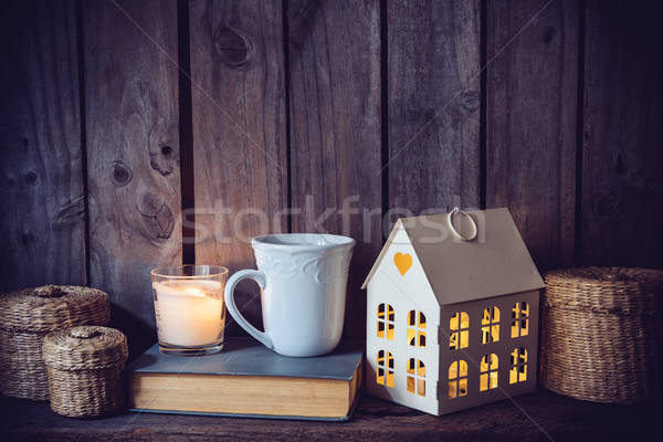 home decoration: warm interior night light Stock photo © manera