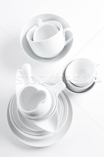  white crockery and kitchen utensils Stock photo © manera