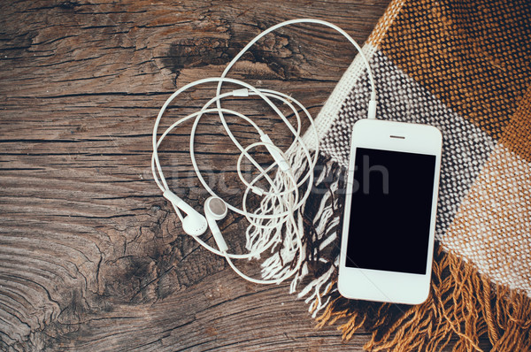 Foto stock: Auriculares · blanco · marrón · edad