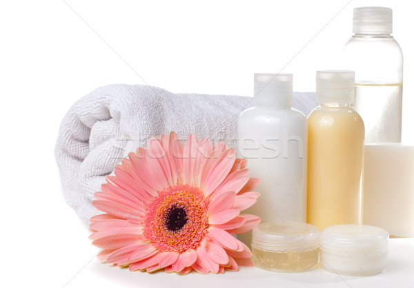 Foto stock: Productos · spa · cuerpo · atención · higiene · blanco