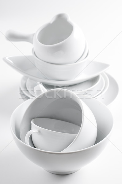 white crockery and kitchen utensils Stock photo © manera