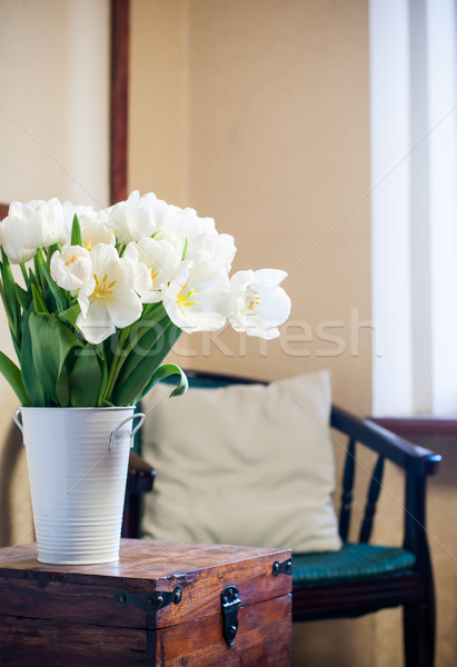 Stock photo: white tulips 