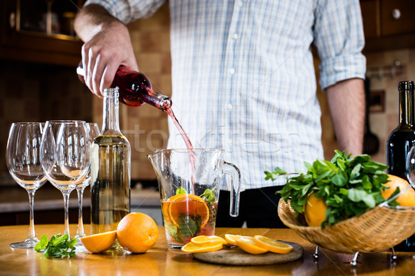 pouring red wine into a carafe Stock photo © manera