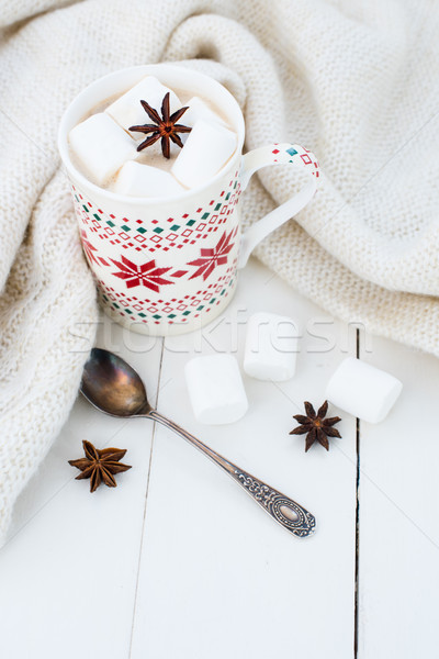 Stock photo: cocoa with marshmallow and star anise