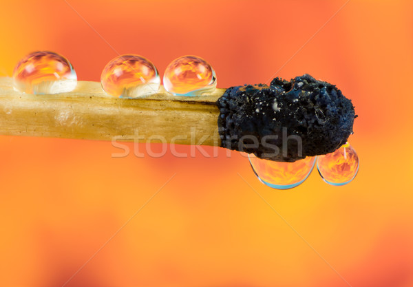Burnt down match with fire refraction in drops Stock photo © manfredxy