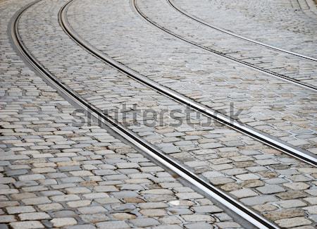 Straßenbahn grau Kopfsteinpflaster Textur abstrakten Straße Stock foto © manfredxy