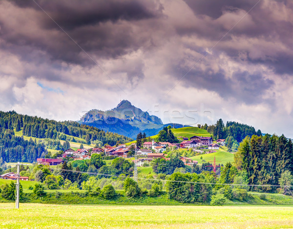 Village at mount Grünten in the bavarain alps Stock photo © manfredxy