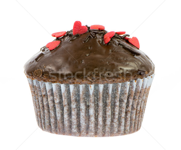 Isolated chocolate muffin with red sugar hearts Stock photo © manfredxy