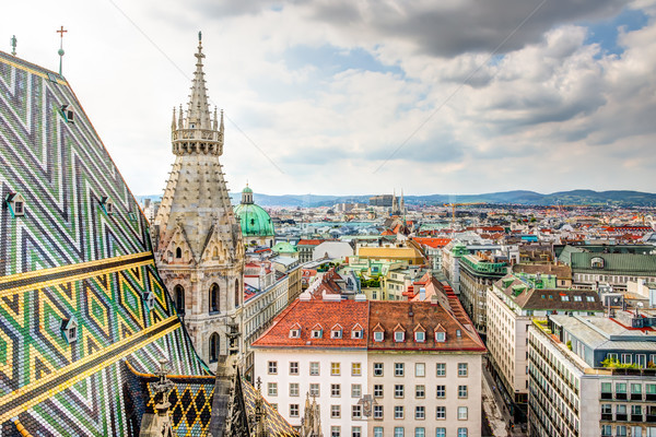 Stephansdom cathedral and aerial view over Vienna Stock photo © manfredxy