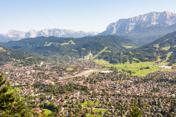 Aerial view over Garmisch in the alps of Bavaria Stock photo © manfredxy