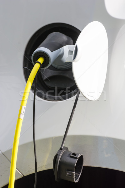 Stock fotó: Elektromos · autó · dugó · kábel · autó · energia · elektromosság