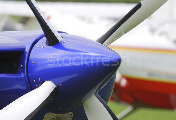Vliegtuigen propeller Blauw vliegtuig vliegtuig motor Stockfoto © manfredxy