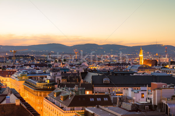 Stock photo: Aerial view over the cityscape of Vienna at night