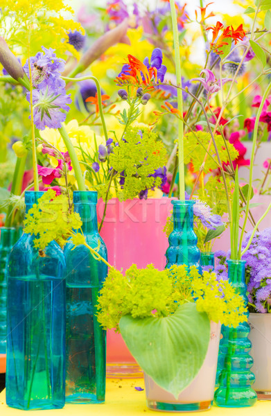 Deco with various summer flowers Stock photo © manfredxy