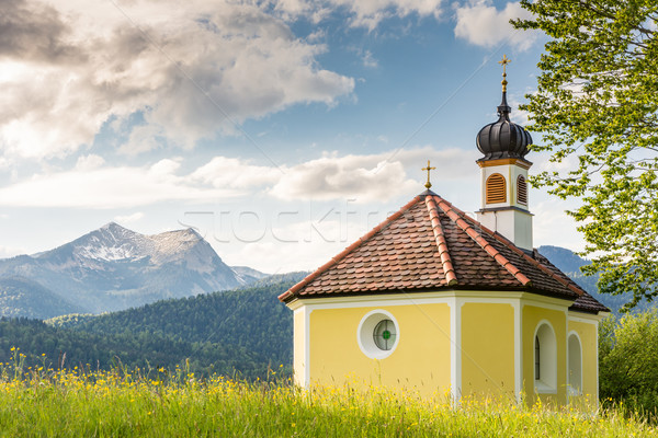 Kápolna Alpok falu tájkép Stock fotó © manfredxy