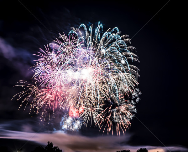 Fuochi d'artificio display cielo notturno fumo notte esplosione Foto d'archivio © manfredxy