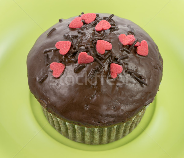 Chocolate muffin with red sugar hearts Stock photo © manfredxy
