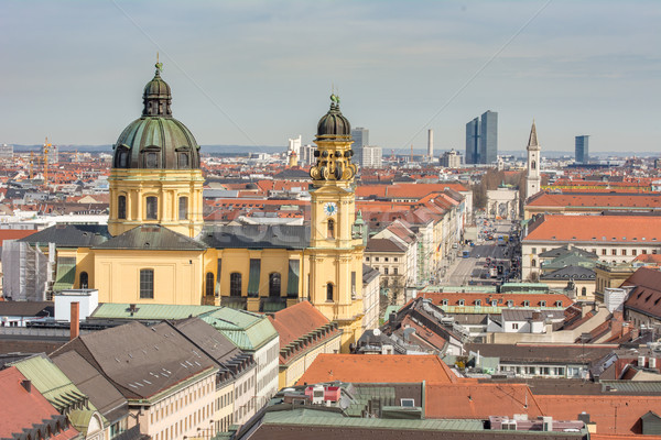 Widok z lotu ptaka miasta Monachium domu kościoła budynków Zdjęcia stock © manfredxy