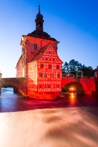 Historique mairie bâtiment pont nuit Photo stock © manfredxy