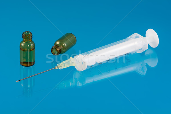 Injekciós tű szérum közelkép egészség kék gyógyszertár Stock fotó © manfredxy