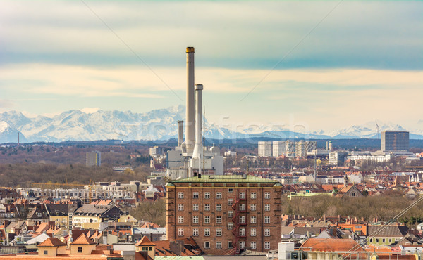 Widok z lotu ptaka miasta Monachium niebo krajobraz górskich Zdjęcia stock © manfredxy