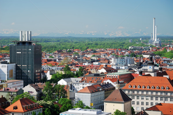 Vista Munich ciudad alpes urbanas techo Foto stock © manfredxy