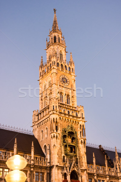 [[stock_photo]]: Mairie · Munich · Allemagne · nuit · lumière