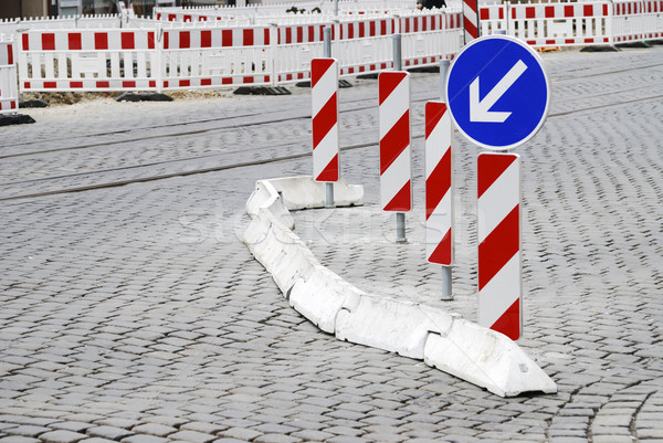Budowa dróg barykady ulicy podpisania ostrzeżenie Zdjęcia stock © manfredxy