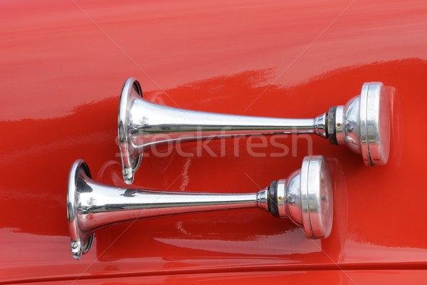 Sygnał róg czerwony vintage wóz strażacki Zdjęcia stock © manfredxy