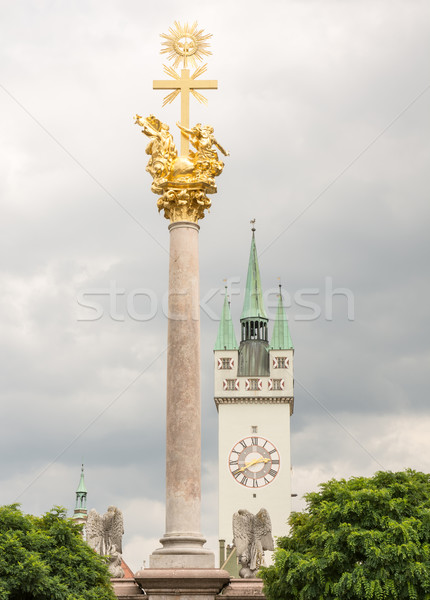 Historyczny kolumnie wieża Niemcy złoty punkt orientacyjny Zdjęcia stock © manfredxy