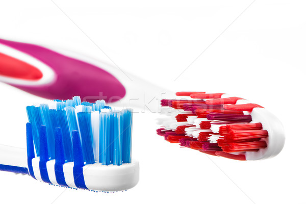2 歯ブラシ マクロ 新しい 孤立した 白 ストックフォト © manfredxy