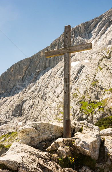 Wooden summit cross in the alps Stock photo © manfredxy