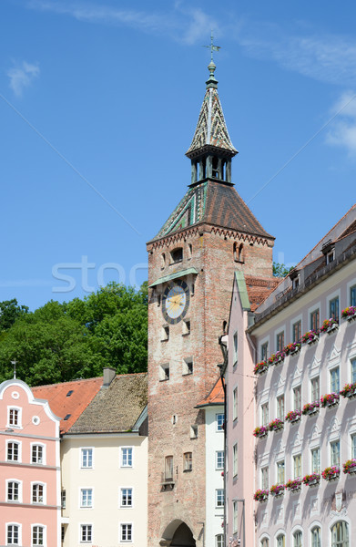 Schmalzturm tower of Landsberg at the river Lech Stock photo © manfredxy