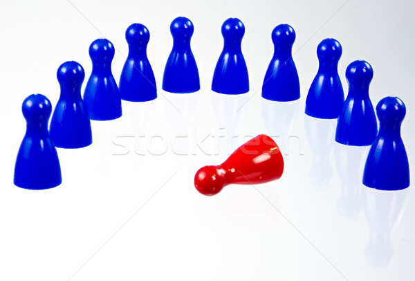 Pawns in a semicircle around the fallen leader Stock photo © manfredxy