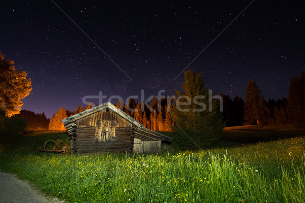 Bois grange ciel plein étoiles [[stock_photo]] © manfredxy