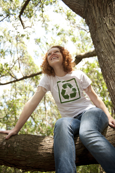 volunteer with recycling t-shirt in the forest Stock photo © mangostock