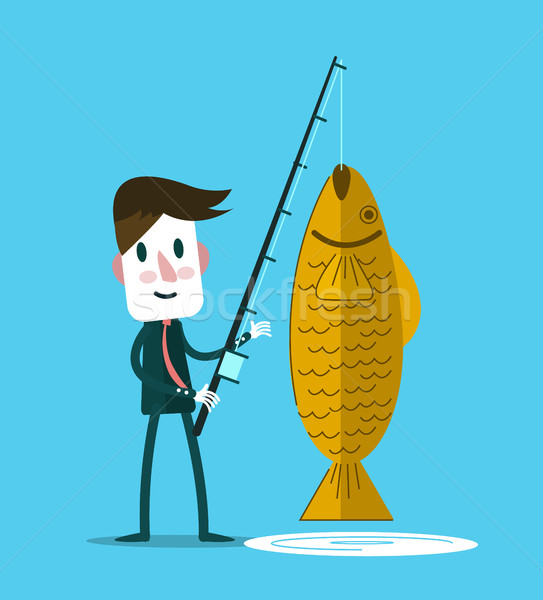 Stock fotó: üzletember · halászat · nagy · arany · hal · üzlet