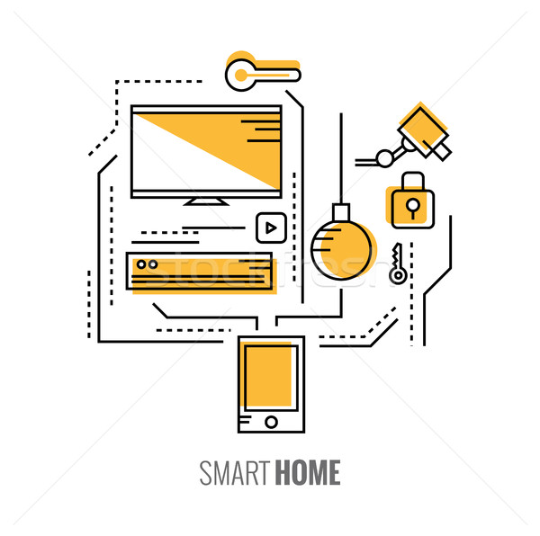 Stockfoto: Home · controle · toepassing · smart · dun