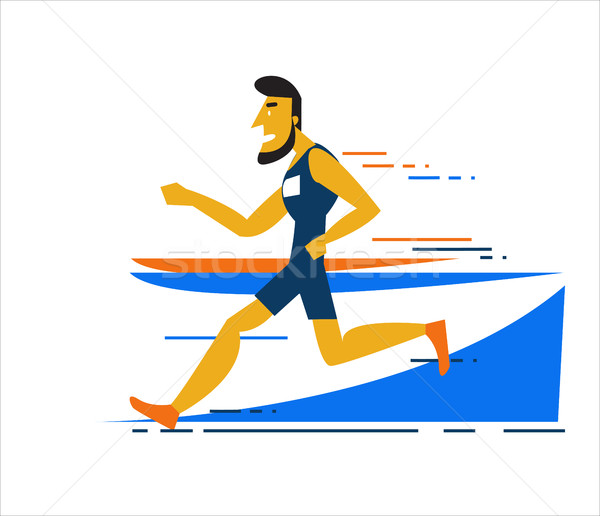 Professional man running on the running track. Stock photo © mangsaab