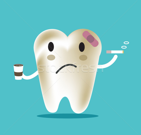 unhealthy tooth with coffee and smoke, great for dental care and teeth whitening and bleaching conce Stock photo © mangsaab