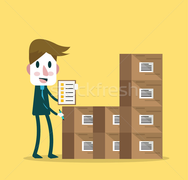 Felügyelő karakter terv üzlet doboz gyár Stock fotó © mangsaab