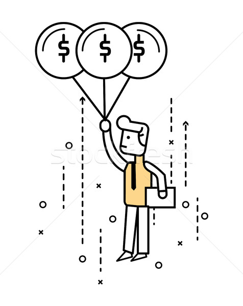 Business cartoon character flying in the sky with balloon. Stock photo © mangsaab