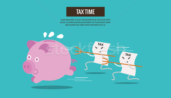  Piggy bank run away from Tax bills catching. Stock photo © mangsaab