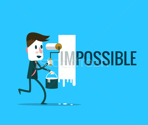 Businessman turning the word 'Impossible' into 'Possible'. Stock photo © mangsaab