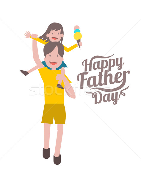 Boldog apák napját apa lánygyermek karakter terv elemek Stock fotó © mangsaab