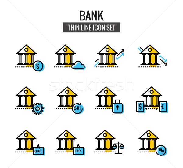 Bank Icon set. Stock photo © mangsaab