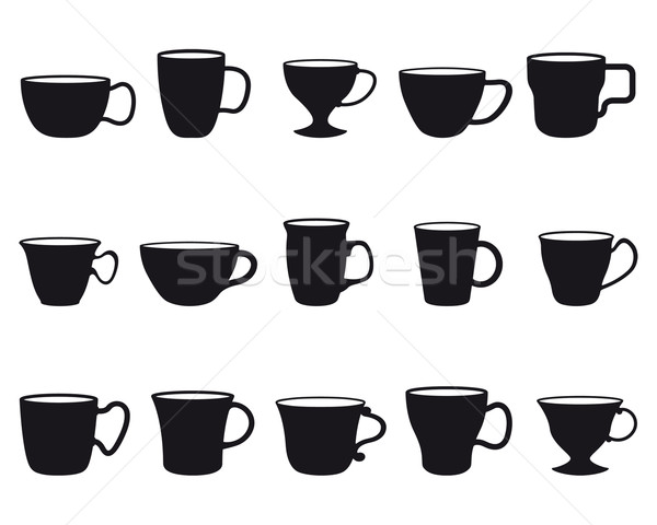 Vijftien verschillend zwarte silhouetten koffie Stockfoto © mannaggia